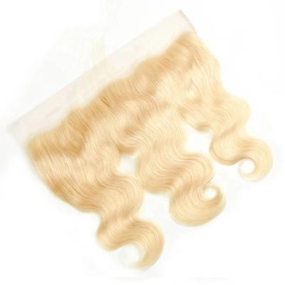 China 613# Body Wave Real Human Hair 13*4 Lace Closure 613# Virgin Brazilian Hair Lace Front Handwoven Quality Block Gold Transparent Hairpiece for sale