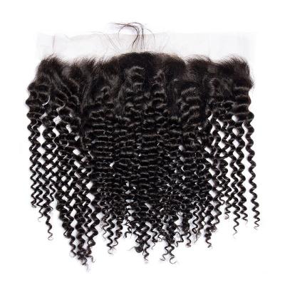 China Jerry Curl Full Hand 13X4 - Weaved Lace Front Human Hair Block Front Closure Lace Six Sizes Natural Color for sale