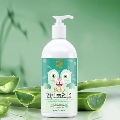 China 2 in 1 body wash and hair wash natural baby shampoo factory wholesale 2 in 1 body wash and hair shampoo tear free for kids private label for sale