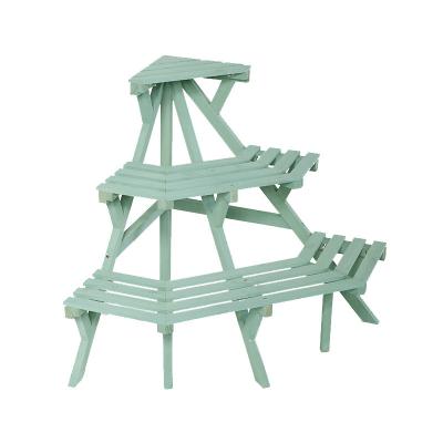 China Pastoral Indoor And Outdoor Wooden Corner Flower Pot Rack for sale