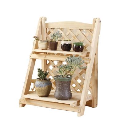 China Pastoral Solid Wood Flower Stand Plant Indoor And Outdoor Decorative Rack for sale