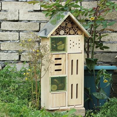 China Breathable Small Insect House Butterfly House Wooden Yard Decor Garden Bee House for sale