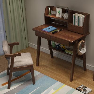 China Small Solid Wooden Computer Desk Apartment Office Shelf Combination Home Student Bedroom Study Computer Desk for sale