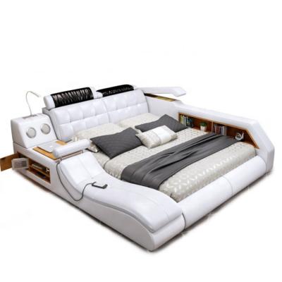 China (Other)Adjustable Modern Smart Leather Bed With Storage Box Multimedia Function Bedroom Furniture Soft Bed Set for sale