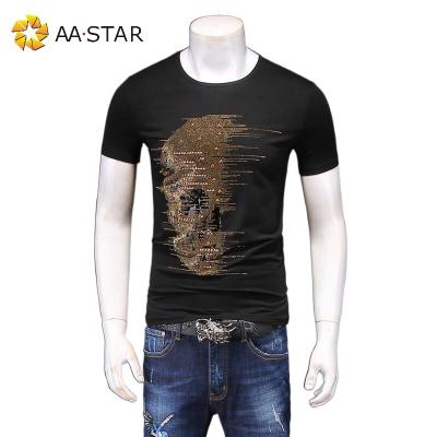 China Environmental inspection new hotfix rhinestone fix transfer skull design for men's T-shirt for sale