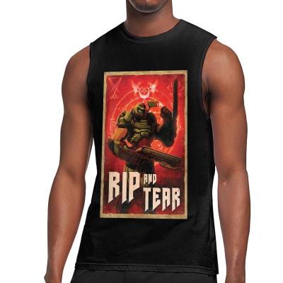 China Retro anti-pilling casual sleeveless t-shirt vest custom made for men's sport clothing running tank top for sale