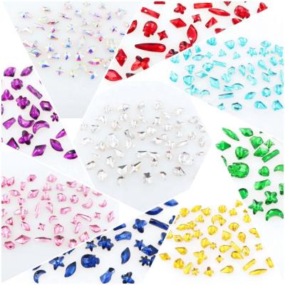 China Pointback Bling flatback nail rhinestone glass mix shaped crystal stone 50pcs/bag for decoration for sale