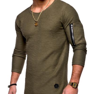 China New Product Anti-pilling Polyester Sleeve T-Shirts Along Stock Custom Men's Springs And Autumn Tops for sale