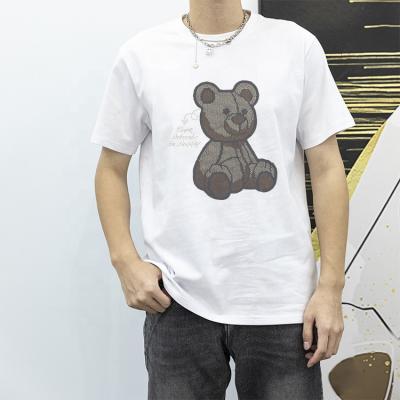 China Anti-wrinkle bear pattern high quality rhinestone personalized t-shirt for men for sale