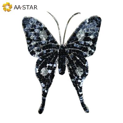 China Other custom butterfly sew on sequin fabric patch for women's hoodie for sale