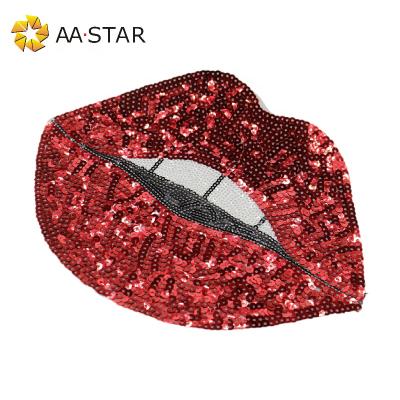 China Other High Quality Apparel Sequin Lips Iron On Shirts Patch For Girls for sale