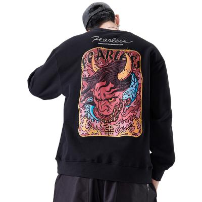 China Anti-pilling Customized Streetwear Cotton Crewneck Sweatshirts Devil Print For Men for sale