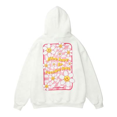 China Custom Viable Sweatshirts Flowers Print Hoodies Streetwear Cotton Fleece Unisex For Men Hooded for sale