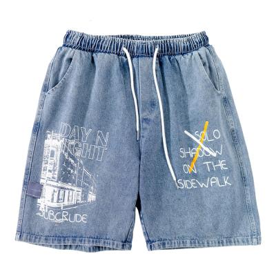 China Fashion Summer Boys QUICK DRY Jeans Shorts Casual Mens Denim Graffiti Print Streetwear Mens Jeans for sale