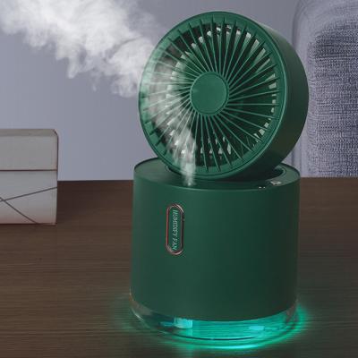 China Water Cooling Collapsible Flip Head Colorful Night 2 in 1 USB Mini Fan and Foldable Auto Rotating Portable Humidifier Fan Water Mist Fan for sale