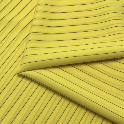 China 137gsm Composite Silk SPH Yellow Black Elastic Silk Striped Fabric Material for sale