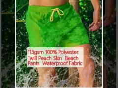 113gsm 100% Polyester Twill Peach Skin  Beach Pants  Waterproof Fabric