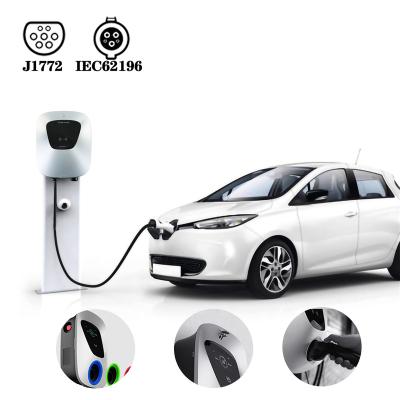 China ABS+PC Wallbox 22KW EV Charger Type 2 IEC62196 Floor-mounted Car EV Charger Pile 7KW 11KW Fast Charging EV Charger Station for sale