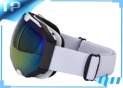 China White Photochromatic Reflective Ski Goggles / OTG Snow Goggles For Adult for sale