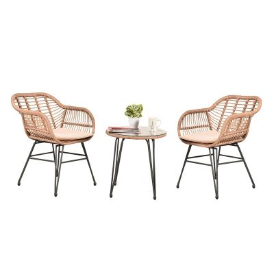 China Modern Wholesale Price 3 Piece Patio Bistro Set Outdoor Wicker Conversation Chair Sets Bobo Rattan Wicker Balcony Furniture Chairs for sale