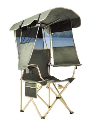 China Modern Wholesale Prices Folding Camping Chair with Canopy Outdoor Beach Chair with Retractable Upf 50+ Canopy Sun Visor Cup Holder for sale