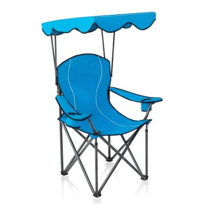 China Cup Holders Wholesale Prices Camp Chairs with Shade Canopy Chair Folding Camping Recliner Support 350 LBS for sale