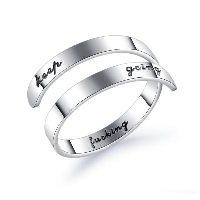 China Fashionable Wholesale Adjustable Custom Engrave Stainless Steel Ring For Women for sale