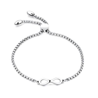 China Vintage Stainless Steel Women Bracelet Infinity Symbol Charm Adjustable Chain Bracelet for sale