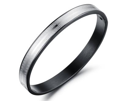 China FASHIONABLE Custom Stainless Steel Couples Message Engraved Bangle Bracelet for sale