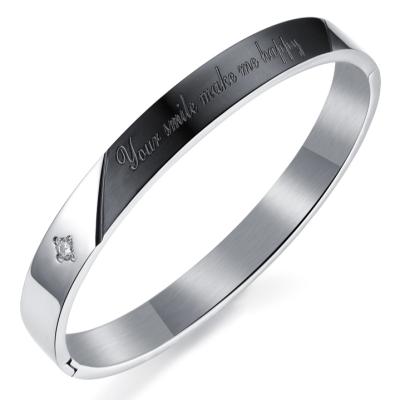 China Fashionable Valentines Day Gift for Couples Men's and Women's Stainless Steel Half Cuff Open Bangle Bracelet for sale