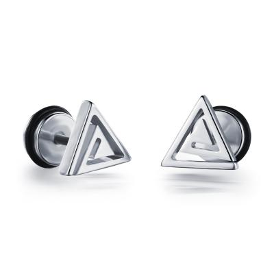 China Mens Fashionable Stainless Steel Triangle Charm Stud Earring Custom Jewelry for sale