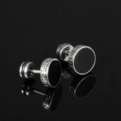 China Fashionable Black Jewelry Stainless Steel Shell Charm Men Earring Stud New Product for sale