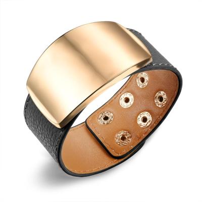 China Fashionable Custom Steel ID Laser Engraved Logo Women Genuine Leather Adjustable Waist Bracelet For Women for sale