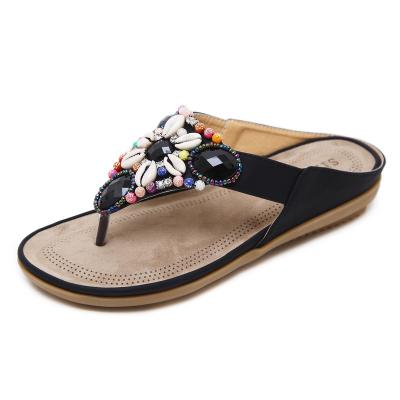 China 2022 New Sandals Ethnic Bohemian Damping Beaded Wedge Large Size Sandals Beach Shoes for sale