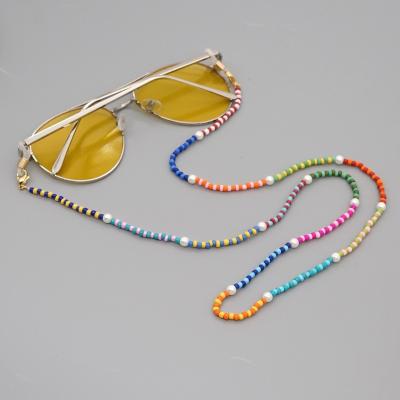 China Custom Handmade Glasses Bead Chain Sunglasses Color Beaded Sunglasses Chain for sale