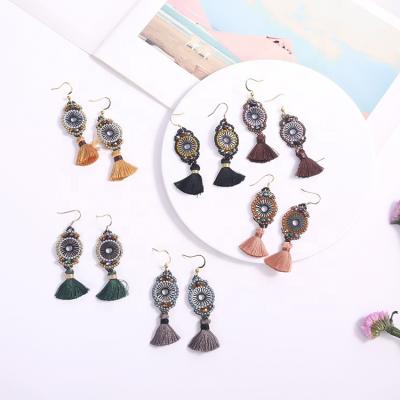 China Handmade delica miyuki beads women earrings jewelry fashion hoop tassel earrings for sale