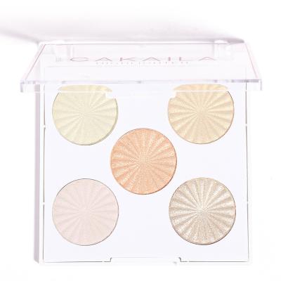 China Waterproof Cosmetics 5 Color Highlight Powder Shimmer Face Highlighter Makeup Contour Bar Palette for sale