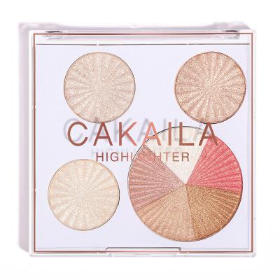 China Waterproof Cosmetics 5 Color Highlight Powder Shimmer Face Highlighter Makeup Contour Bar Palette for sale