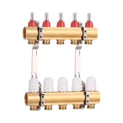 China Dinro 5 Way Underfloor Heating Water Flow Manifolds Modern Radiant Brass Pipe Valves Manifold System for sale