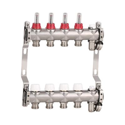 China Modern Dinro Upgraded Stainless Steel Underfloor Heating Water Manifold Collector With Flow Meter for sale