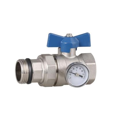 China General Dinro HVAC Water Fittings Threaded Ball Valve With Thermometer For Heating Manifold for sale