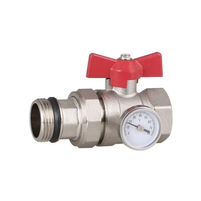 China General Dinro Professional Design Water Brass Ball Valve With Temperature Gauge For Floor Heating for sale