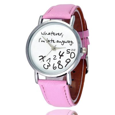 China Factory Direct Casual Day/Date Watch LW132 Women Leather Numbers Letters Quartz Wristwatches Female for sale