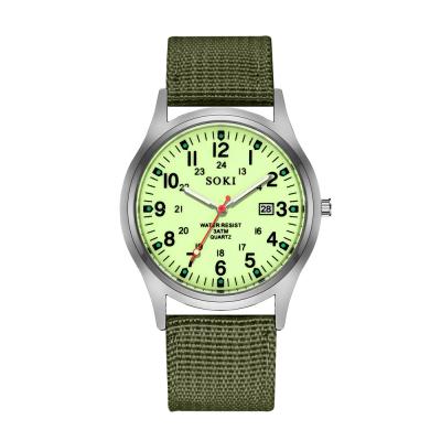 China OW040 Style Dial Sports Day/Date Nylon Western Strap Vintage Men's Thin Dial Sports Watches Night Light Brand Student Military Hand Watch for sale