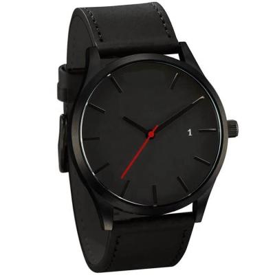 China Hot Fashion Day/Date 2022 Men Watch Quartz Analog Black Leather Calendar Men's Business Casual Bracelet Male Watches LW045 for sale