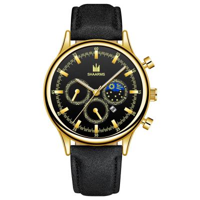 China LW669 Fashion Sun Cheap Full Star Dial Unique Price Calendar Watch for Men Class Luxury Watches Men Leather Trim for sale