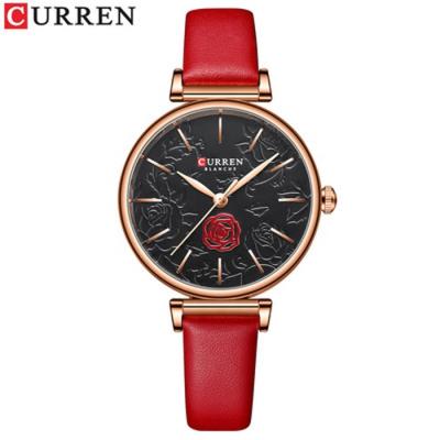 China Luxury China Supplier 9078 Day/Date Flower Printing Women Curren Watches Quartz Curren Sports Watch Fancy Clock for sale