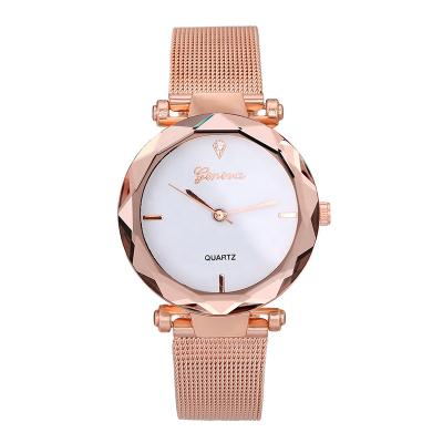 China TW065 Geneva Day/Date Ladies Watch Stainless Steel Mesh Band Rhinestone Quartz Luxury Wrist Watch Casual Ladies Watch Watch Man for sale