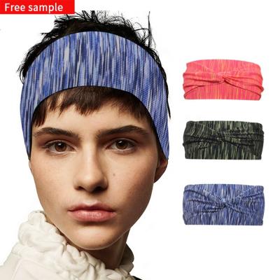 China High Elasticity Adult Ladies Twist Hair Sports Stretch Band Patterns Headband Fitness Yoga Headband Knot Designer for sale