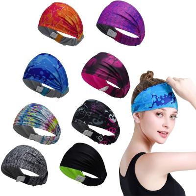 China Customizable Wide Sports Turban Men Running Yoga Headband Hair Band Stretch Headband Sports Printed Women for sale